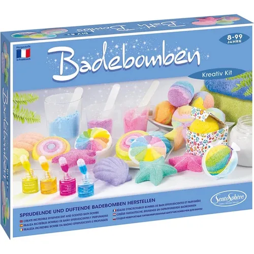 Sentosphere 3902250 Kreativ-Kit Badebomben - Badebomben Bastelset für Kinder ab 8 Jahren – entdecke kreative DIY-Möglichkeiten mit tollen Düften, bunten Farben und spannenden Formen!