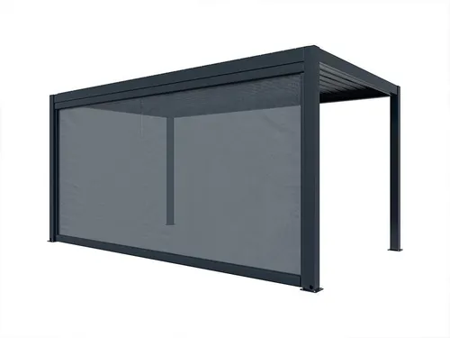 Outgarden Anthrazit 3x3 Meter Sonnenschutzrollo für Alu Pergola Natura und Brisa, UV Schutz, Wetterschutz, Markise, Terrassendach, Schiebedach, Verstellbar, Montage Kit