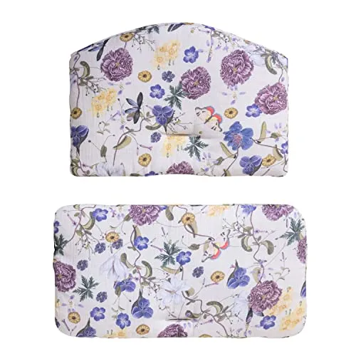 hauck Sitzkissen für Alpha+, Beta+ & Arketa Holzhochstuhl Highchair Pad ab 6 Monaten, Anti-Rutsch Noppen, Einfache Befestigung mit Druckknöpfen, Maschinenwaschbar (Beige Floral)