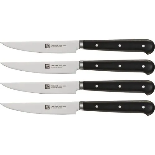 ZWILLING 4-teiliges Steakmesserset - Hochwertiges Messerset für Steakliebhaber, mit ergonomischem Griff und 12 cm langen Klingen aus rostfreiem Stahl für müheloses Schneiden.