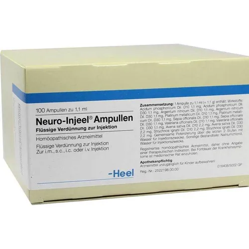 Neuro Injeel 100 ST - Homöopathisches Arzneimittel in Ampullen für individuelle Injektionen, ideal zur Unterstützung des Wohlbefindens. Bitte beachten Sie die Hinweise zur Anwendung und Nebenwirkungen.