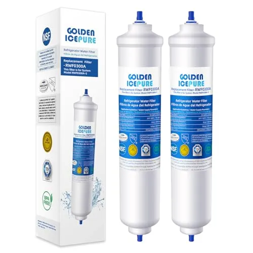 GOLDEN ICEPURE Wasserfilter Kühlschrank Kompatibel mit Samsung DA29-10105J, DA29-10105J HAFEX/EXP, DA99-02131B, WSF-100, EF9603, HAIER LG Inline-Kühlschrank,2 Stück