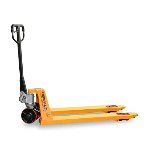 Oswald Hubwagen HU11 - 2500 kg Tragkraft - Manueller Gabelhubwagen mit 1.150 mm Gabellänge, stabilen Tandem-Lastrollen und einfacher Handhabung für müheloses Transportieren schwerer Lasten.