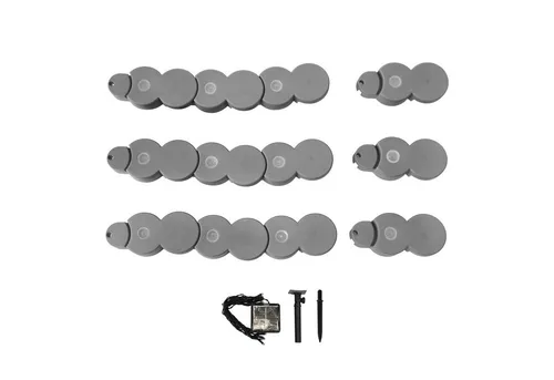 HTI-Living Beetumrandung 760 cm grau - Set mit 4 Solar-Lichterketten - Beeteinfassung aus robustem Kunststoff in Palisaden-Optik, witterungsbeständig und ideal für stilvolle Gartenbegrenzungen. Inklusive 4 fixierbarer Solarleuchten für stimmungsvolle Abende.