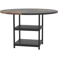 Costway Rundes Esstischset 120 cm Holz & Metallrahmen - Stylischer Esstisch mit 120 cm Durchmesser, ideal für 4-6 Personen. Praktische Ablagen für Geschirr und Tischwäsche sorgen für Ordnung. Perfekt für gesellige Abende und den täglichen Gebrauch!