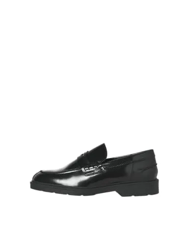 Jack & Jones JFWDax Slipper schwarz 42 EU - Herren-Slipper in Größe 42, aus hochwertigem Glattleder, ideal für lässige Outfits und bequemes Tragen.