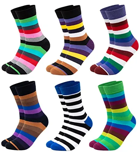 Occulto BUNTE SOCKEN für HERREN (6 PAAR) aus BAUMWOLLE in verschiedenen MUSTERN, bunte HERRENSOCKEN BUSINESS SOCKEN, RINGELSOCKEN 6 Paar | Strips 39-42