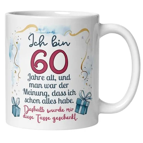 Tasse 60 Geburtstag Frau Mann – Lustige Geschenkidee zum 60. Geburtstag für Frauen Männer Mama Papa – Geburtstagsgeschenk Tasse 60ten Geburtstag Freunde Familie Geschenk
