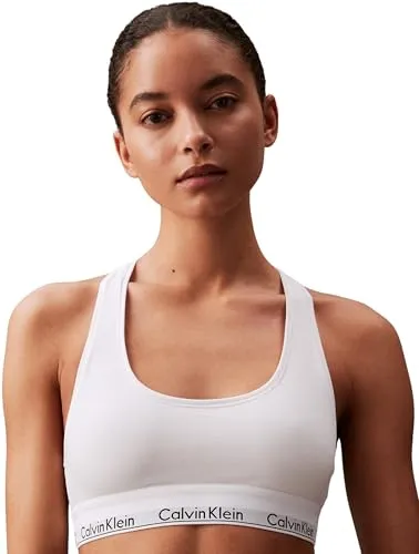 Calvin Klein Damen BH Bralette Unlined Sport, Weiß (White), M - IKONISCHES DESIGN: Der Calvin Klein Bralette bietet eine perfekte Passform und ein minimalistisches Design. Ideal für den Alltag und besondere Anlässe, sorgt er für ein angenehmes Tragegefühl und optimale Unterstützung.