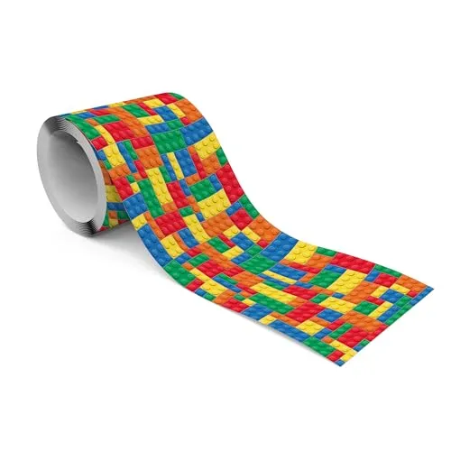 Muralo - Selbstklebende Bordüre - Tapetenbordüre Wandbördure - Dekorative Wandtatto für Wände, Möbel, Decken, Tapeten, Wandverkleidungen, Türen - Bunte Bausteine - Br.10cm x Hö.300cm
