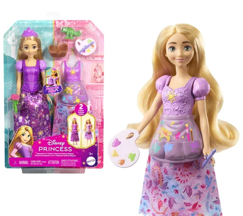 Disney Princess Storytelling Rapunzel Doll - Dolls Accessories - 2-in-1 fashion doll set with posable Rapunzel, featuring two looks and nine themed accessories for endless storytelling fun!
