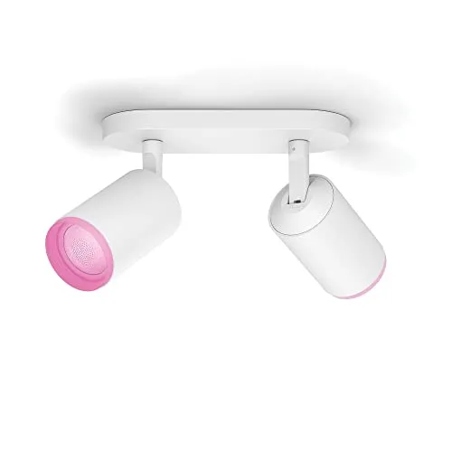 Philips Hue White & Color Ambiance Fugato 2er Spot weiß 2x350lm, dimmbar, 16 Mio. Farben, steuerbar via App, kompatibel mit Amazon Alexa (Echo, Echo Dot), alte Generation