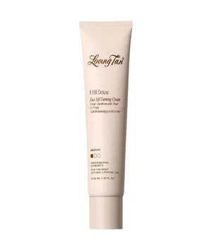 Loving Tan Deluxe Face Tan Medium - Selbstbräunungslotion für Gesicht und Dekolleté, sorgt für ein weiches Hautgefühl und einen natürlichen, sonnengeküssten Teint. Ideal für helle bis mittlere Hauttöne.
