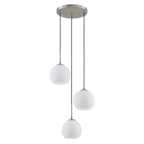 Lindby Hängeleuchte Jurian - Dimmbare 3-flammige Deckenlampe - Moderne Pendelleuchte aus Stahl und opalem Glas, ideal für Schlafzimmer und Wohnzimmer. Flexibel dimmbar für die perfekte Lichtatmosphäre.