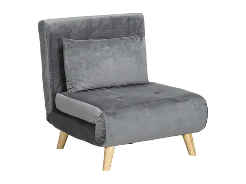 HOMCOM 3 in 1 Schlafsessel mit Bettfunktion - Vielseitiger Relaxsessel & Gästebett in Grau, mit 6-fach verstellbarer Rückenlehne für individuellen Komfort und hochwertiger Samtoptik für stilvolles Wohnen.