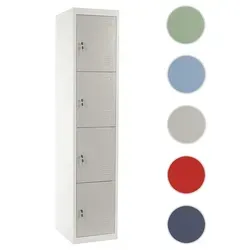 Schließfach Boston T163 - Wertfachschrank aus Metall 180x38x45cm - Drohne Schließfach mit 4 abschließbaren Fächern, aus robustem 0,6 mm Stahlblech, ideal für sichere Aufbewahrung von Wertsachen und Büromaterial.
