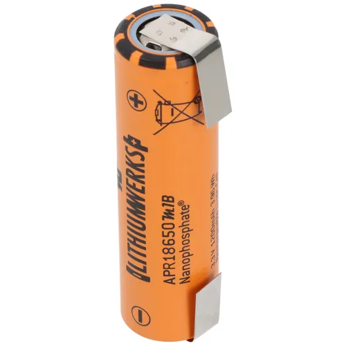 Lithiumwerks Lithium Werks APR18650M1B 1200mAh 3,2V - 3,3V LiFePo4 Akku mit Lötfahne U-Form