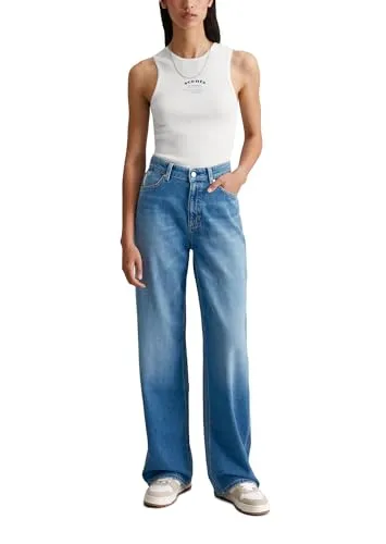 Marc O'Polo Denim Damen Jeanshose Wide Leg mit Stretch - Stylische Wide Leg Jeanshose von Marc O'Polo Denim, ideal für den modernen Look. Der Stretch-Anteil sorgt für hohen Tragekomfort und Bewegungsfreiheit.