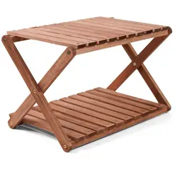 HUMAN COMFORT Campingregal Jabrun 2 - Faltbares Regal aus Pappelholz - Camping-Möbel: Clever designtes, faltbares Regal aus Pappelholz, ideal als Beistelltisch im Zelt oder auf dem Balkon, bietet warmen und natürlichen Charakter.