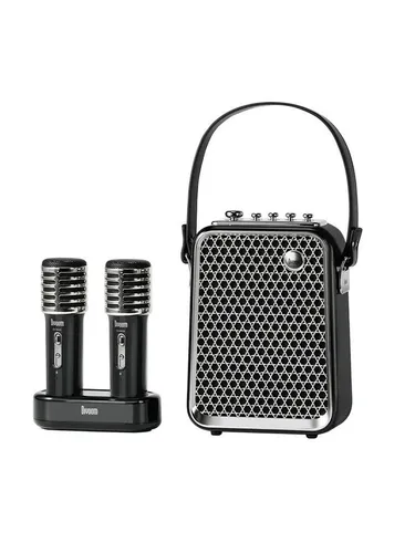 Divoom SongBird-HQ2 Karaoke Lautsprecher mit 2 Mikrofonen - Schwarz - Erlebe Karaoke-Spaß mit dem SongBird-HQ2 Lautsprecher! Mit 50W Bluetooth-Leistung und 2 Mikrofonen bietet er 6 Gesangsmodi für unvergessliche Duette. Kompakt und tragbar, perfekt für jede Sing-Session.