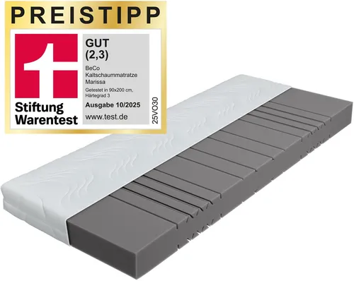 BeCo Marissa Komfortschaummatratze 90x200 cm, Stiftung Warentest “GUT” - Hochwertige Komfortschaummatratze mit 18 cm Höhe und 7 Liegezonen für optimalen Schlafkomfort, ideal für Allergiker und hygienebewusste Menschen.
