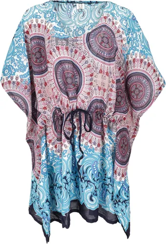 Poncho, Mandala Tunika, Boho Kaftan, Kurzarm Strandtunika für starke Frauen -