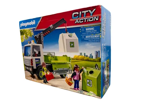 PLAYMOBIL City Action 71431 Altglas-LKW mit Container, Stadtreinigung,LKW-Fahrer