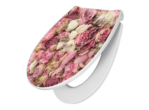 banjado WC-Sitz Motiv Strauss Rosen (umweltfreundliches Material & Take-Off Technologie, Softclose Absenkautomatik), 45 x 38,4 x 4,2cm