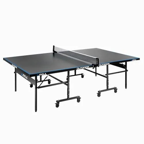 JOOLA 11642 Tischtennisplatte Outdoor J200A - 274 x 152,5 x 76 cm, wetterfest mit robustem Aluminium-Verbund und klappbarem Untergestell für schnellen Aufbau