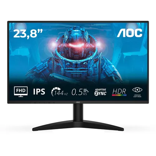 AOC 24B36X - 23.8" Full HD Monitor mit 0,5 ms Reaktionszeit - Monitor mit 1920 x 1080 Pixeln, ideal für Gaming und Multimedia, bietet eine blitzschnelle Reaktionszeit von nur 0,5 ms für ein flüssiges Spielerlebnis.