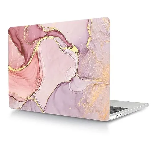 Hülle Kompatibel mit Neues MacBook Pro 15 Zoll 2019 2018 2017 2016 Freisetzung A1990 A1707 mit Touch Bar and Touch ID, Plastik Schützend Hartschale Snap Case für MacBook Pro 15 Zoll, Rosa Marmor