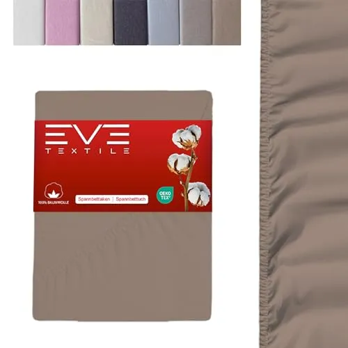 EVE Textile® Spannbettlaken 1er Set 160x200 cm Hellbraun; Spannbetttuch Bettlaken Spannlaken; Jersey Laken Betttuch für Boxspringbett & Matratze; Waschbar bis 60 Grad; Weich & Allergikerfreundlich