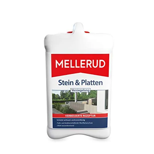 MELLERUD Stein und Platten Versiegelung 2,5 l - Baubedarf für saugfähige Natur- und Kunststeine - bietet langanhaltenden schmutz- und wasserabweisenden Schutz sowie Lichtbeständigkeit für Innen- und Außenbereiche.