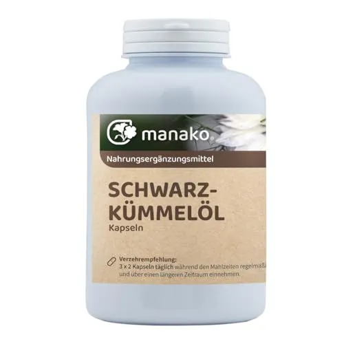 manako Schwarzkümmelöl Kapseln, 400 Stück, Dose a 300 g