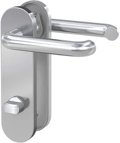 Basi 7304-0318 Kurzschild-Drücker-Garnitur - Türsicherungen aus hochwertigem Edelstahl, ideal für Badezimmer und Gäste-WC, mit nicht sichtbarer Verschraubung für ein elegantes Design und praktischem Drehknauf zum Abschließen.