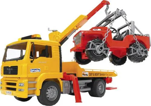 BRUDER - MAN TGA Abschlepp-LKW mit Geländewagen 02750