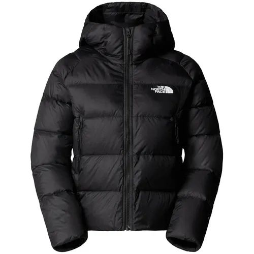 The North Face Women Hyalite Down Hoodie TNF Black (M) - Jacke für Damen, leicht und warm mit recycelten Daunen, ideal für Outdoor-Aktivitäten und stilvolle Street-Style-Looks.