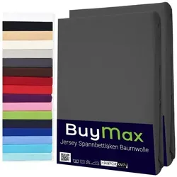 Buymax® Spannbettlaken 140x200cm Doppelpack - 2er-Set Spannbetttücher aus 100% Baumwolle, geeignet für Matratzen bis 25 cm Höhe. Faltenfreier Sitz dank Rundumgummi, pflegeleicht und schadstoffgeprüft nach Oeko-Tex Standard.