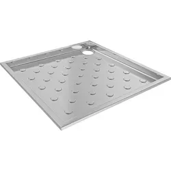 KWC AR Duschwanne CAMPUS aus Edelstahl 800x59x800 mm - Elegante CAMPUS Duschwanne aus Chromnickelstahl, flächenbündig montierbar. Rutschhemmendes Profil und integriertes Gefälle sorgen für Sicherheit und Funktionalität im Badezimmer.