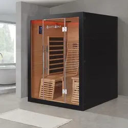 Infrarotkabine Helsinki 150 - Schwarz - Wärmekabinen für Zuhause mit Dual Technologie, 5 Vollspektrumstrahlern und integriertem HiFi-System für ein entspannendes Wellness-Erlebnis.