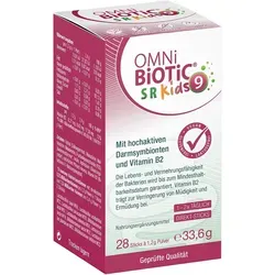 Omni-Biotic SR-9 Kids Pulver 33.6 g - Verdauung: Innovativer Direkt-Stick mit Pfirsich-Geschmack, enthält 9 Bakterienstämme plus Vitamin B2 für Nerven & Energie – ideal für stressige Schultage, zergeht direkt auf der Zunge.