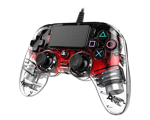 NACON Compact LED-Controller (Rot) - Gaming Controller mit LED-Beleuchtung, ideal für ein verbessertes Spielerlebnis am PC