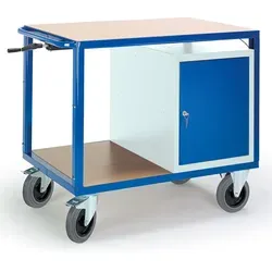 Höhenverstellbarer Werkstattwagen ROLLCART H980-1280mm - Robuster Werkstattwagen mit stufenlos höhenverstellbarer Ladefläche für optimale Ergonomie. Ideal für Werkstätten, Tragfähigkeit bis 400 kg.
