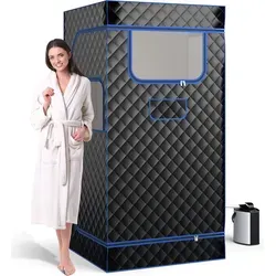 COSTWAY Tragbare Dampfsauna für Zuhause - Sonstiges Saunazubehör mit 3-Liter-Dampfgenerator und 9 Temperaturstufen für individuelles Saunaerlebnis, inklusive Klappstuhl und Fußmassagegerät für maximalen Komfort.