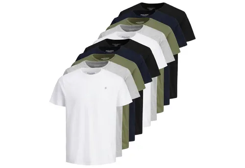 JACK&JONES Herren T-Shirt 10er Pack - JORJXJ - Herren-Shirts im praktischen 10er Pack, aus 100% Baumwolle für höchsten Tragekomfort. Ideal für jeden Tag, mit klassischem Rundhalsausschnitt und kleinem Logo.