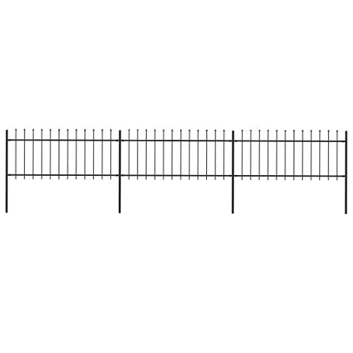 vidaXL Gartenzaun mit dekorativen Speerspitzen - Flügeltore - Robuster Metallzaun aus pulverbeschichtetem Stahl, 5,1m lang, bietet hohe Sicherheit und einfache Montage für Ihr Zuhause.