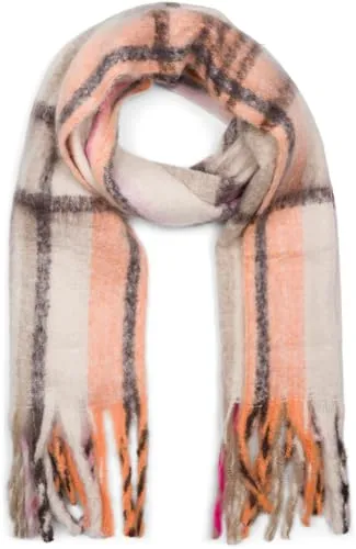 styleBREAKER Damen Web Strickschal mit Streifenmuster - Schals für Damen, warmer und weicher Schal mit langen dicken Fransen, ideal für kalte Temperaturen und stylische Outfits.