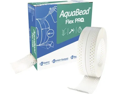 Kantenschutz AquaBead Flex Pro selbstklebend 25 m x 85 mm - Dämmstoffe, selbstklebend für einfache und schnelle Montage, ideal für professionelle Anwendungen in der Bauindustrie.