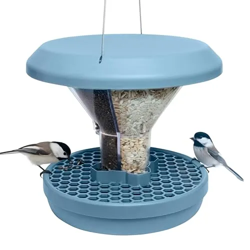 SWISSINNO Vogelfutterhaus zum Aufhängen – Davos SMART Birds - Futterstation für Wildvögel, maus- und rattensicher mit innovativem Design. Wetterfest und mit Auffangschale für bis zu 50% weniger Futterverschwendung – perfekt für Garten und Balkon.