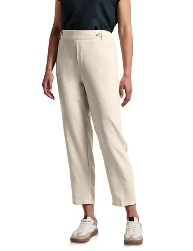 STREET ONE Damen A379441 Chino mit Knopfdetail - Jeans in Silkstone White, Casual Fit mit High Waist und Slim Legs, ideal für einen bequemen und stylischen Look.
